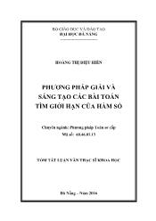 Tóm tắt Luận văn Phương pháp giải và sáng tạo các bài toán tìm giới hạn của hàm số