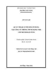 Tóm tắt Luận văn Quản trị quan hệ khách hàng tại Công Ty Thông Tin Di Động VMS, Chi Nhánh Kon Tum