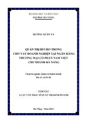 Tóm tắt Luận văn Quản trị rủi ro trong cho vay doanh nghiệp tại Ngân hàng Thương mại cổ phần Nam Việt Chi nhánh Đà Nẵng