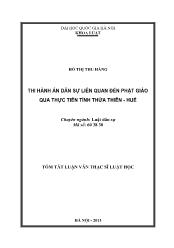 Tóm tắt Luận văn Thi hành án dân sự liên quan đến Phật giáo qua thực tiễn tỉnh Thừa Thiên - Huế