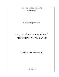 Tóm tắt Luận văn Thụ lý và chuẩn bị xét xử phúc thẩm vụ án dân sự