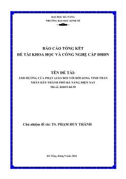 Báo cáo Đề tài Ảnh hưởng của phật giáo đối với đời sống tinh thần nhân dân thành phố Đà Nẵng hiện nay