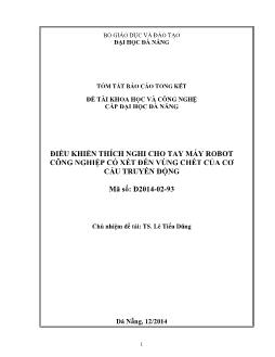 Báo cáo Đề tài Điều khiển thích nghi cho tay máy robot công nghiệp có xét đến vùng chết của cơ cấu truyền động