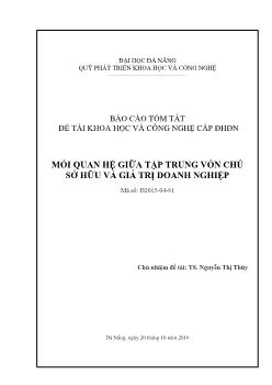 Báo cáo Đề tài Mối quan hệ giữa tập trung vốn chủ sở hữu và giá trị doanh nghiệp