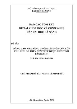 Báo cáo Đề tài Nâng cao khả năng chống ăn mòn của lớp phủ hữu cơ trên nền thép được biến tính bằng Zr, Ti