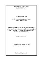 Báo cáo Đề tài Nghiên cứu thử nghiệm chế phẩm sinh học từ xạ khuẩn Streptomyces, để phòng chống bệnh thán thư trên cây ớt (Capsium frutescens) tại Thành phố Đà Nẵng