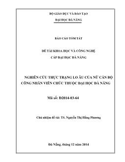 Báo cáo Đề tài Nghiên cứu thực trạng lo âu của nữ cán bộ công nhân viên chức thuộc đại học Đà Nẵng