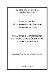 Báo cáo Đề tài Thẩm định dự án mở rộng hệ thống cấp nước Đà Nẵng giai đoạn 2012-2018