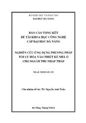 Đề tài Nghiên cứu ứng dụng phương pháp tối ưu hóa vào thiết kế nhà ở cho người thu nhập thấp