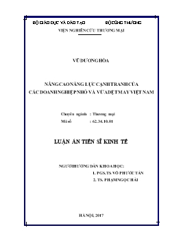 Luận án Nâng cao năng lực cạnh tranh của các doanh nghiệp nhỏ và vừa Dệt May Việt Nam