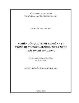 Luận án Nghiên cứu quá trình tạo bùn hạt trong hệ thống UASB nhằm xử lý nước thải sơ chế mủ cao su