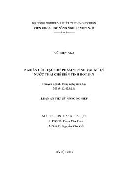 Luận án Nghiên cứu tạo chế phẩm vi sinh vật xử lý nƣớc thải chế biến tinh bột sắn