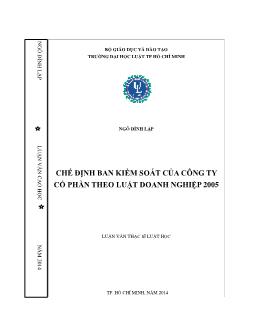 Luận văn Chế định ban kiểm soát của công ty cổ phần theo luật doanh nghiệp 2005