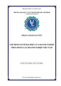 Luận văn Chế định người đại diện của doanh nghiệp theo pháp luật doanh nghiệp Việt Nam