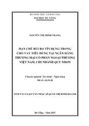 Luận văn Hạn chế rủi ro tín dụng trong cho vay tiêu dùng tại ngân hàng thương mại cổ phần ngoại thương Việt Nam, chi nhánh Quy Nhơn