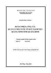 Luận văn Hoàn thiện công tác quản lý nhà nƣớc về đất tại huyện Quảng Ninh tỉnh Quảng Bình