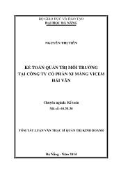 Luận văn Kế toán quản trị môi trường tại Công ty cổ phần xi măng Vicem Hải Vân