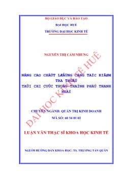 Luận văn Nâng cao chất lượng công tác kiểm tra thuế tại Chi cục thuế Thành phố Thanh Hoá