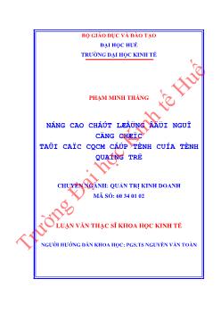 Luận văn Nâng cao chất lượng đội ngũ công chức tại các cơ quan chuyên môn cấp tỉnh của tỉnh Quảng Trị