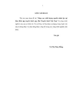 Luận văn Nâng cao chất lượng nguồn nhân lực tại Ban Biên tập truyền hình cáp, Đài Truyền hình Việt Nam