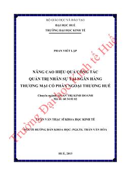 Luận văn Nâng cao hiệu quả công tác quản trị nhân sự tại Ngân hàng thương mại cổ phần ngoại thương Huế