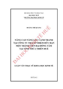 Luận văn Nâng cao năng lực cạnh tranh tại công ty Trách Nhiệm Hữu Hạn Một Thành Viên Đại Đồng Tâm tại tỉnh Thừa Thiên Huế