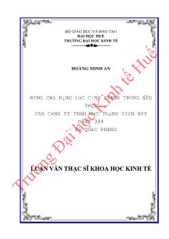 Luận văn Nâng cao năng lực cạnh tranh trong đấu thầu của Công ty TNHH một thành viên xây dựng 384 - Bộ quốc phòng