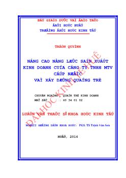 Luận văn Nâng cao năng lực sản xuất kinh doanh của Công ty TNHH MTV Cấp nước và Xây dựng Quảng Trị