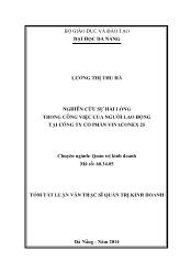 Luận văn Nghiên cứu sự hài lòng trong công việc của người lao động tại Công ty cổ phần Vinaconex 25