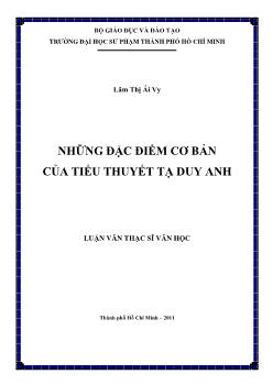 Luận văn Những đặc điểm cơ bản của tiểu thuyết Tạ Duy Anh