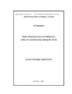 Luận văn Phân tích Báo cáo tài chính của công ty cổ phần dầu khí quốc tế PS