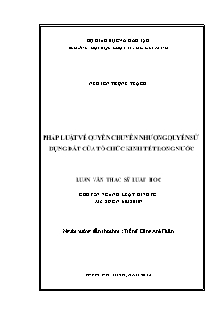 Luận văn Pháp luật về quyền chuyển nhượng quyền sử dụng đất của tổ chức kinh tế trong nước