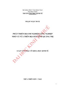 Luận văn Phát triển doanh nghiệp công nghiệp nhỏ và vừa trên địa bàn tỉnh Quảng Trị