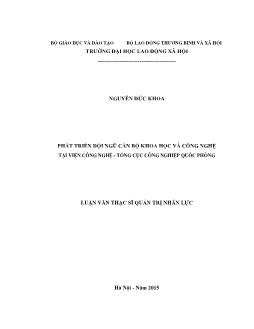 Luận văn Phát triển đội ngũ cán bộ khoa học và công nghệ tại Viện Công nghệ - Tổng cục Công nghiệp quốc phòng