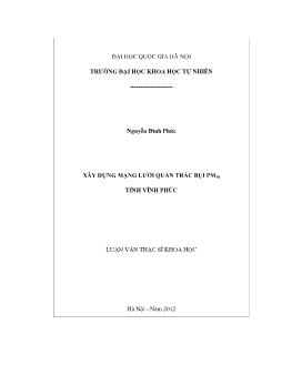 Luận văn Xây dựng mạng lưới quan trắc bụi PM10 tỉnh Vĩnh Phúc