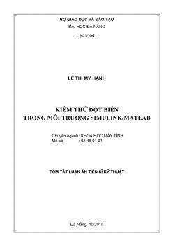 Tóm tắt Luận án Kiểm thử đột biến trong môi trường Simulink/Matlab