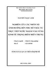 Tóm tắt Luận án Nghiên cứu các nhân tố ảnh hưởng đến thu hút FDI vào Vùng kinh tế trọng điểm Miền trung