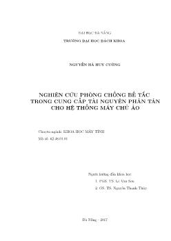 Tóm tắt Luận án Nghiên cứu phòng chống bế tắc trong cung cấp tài nguyên phân tán cho hệ thống máy chủ ảo