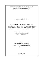 Tóm tắt Luận văn A critical discourse analysis on abstracts of education journal articles in English and Vietnamese