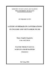 Tóm tắt Luận văn A study on hedges in conversations in english and vietnamese films