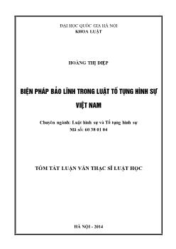 Tóm tắt Luận văn Biện pháp bảo lĩnh trong luật tố tụng hình sự Việt Nam