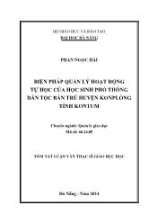 Tóm tắt Luận văn Biện pháp quản lý hoạt động tự học của học sinh phổ thông dân tộc bán trú huyện Konplông tỉnh Kontum