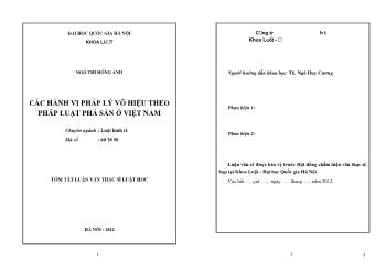 Tóm tắt Luận văn Các hành vi pháp lý vô hiệu theo pháp luật phá sản ở Việt Nam