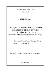 Tóm tắt Luận văn Các tội xâm phạm trật tự an toàn giao thông đường bộ theo Luật hình sự Việt Nam (Trên cơ sở số liệu thực tiễn địa bàn tỉnh Đăk Nông)