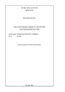 Tóm tắt Luận văn Cải cách hành chính ở cấp huyện tại thành phố Hà Nội