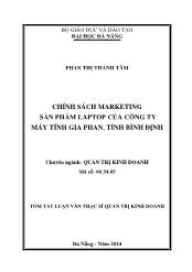 Tóm tắt Luận văn Chính sách marketing sản phẩm laptop của Công ty máy tính GIA PHAN – tỉnh Bình Định