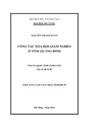 Tóm tắt Luận văn Công tác xóa đói giảm nghèo ở tỉnh Quảng Bình