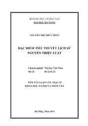 Tóm tắt Luận văn Đặc điểm tiểu thuyết lịch sử Nguyễn Triệu Luật