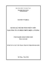 Tóm tắt Luận văn Đánh giá thành tích nhân viên tại Công ty Cố phần Thủy Điện A Vương