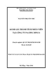 Tóm tắt Luận văn Đánh giá thành tích nhân viên tại Công ty Pacific Dinco